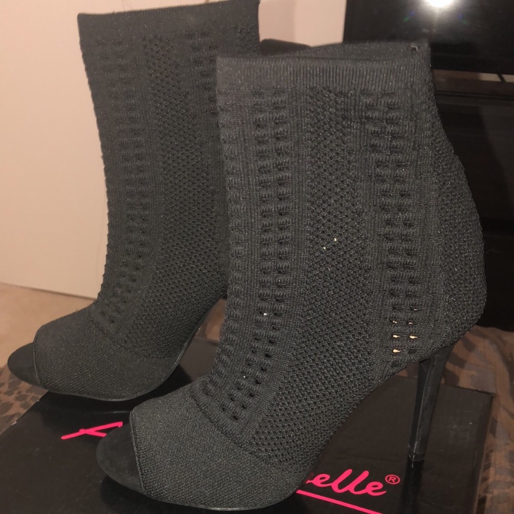 black stretchy material booties